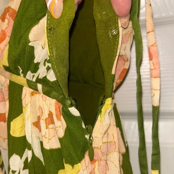 Rebecca Taylor green cream flower maxi dress - Picture 8 of 11